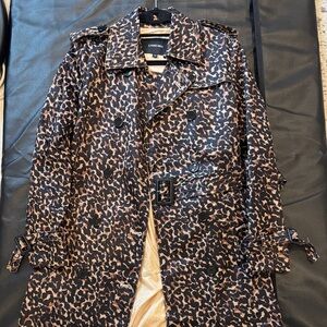 Camel Leopard Pattern Trench Coat
